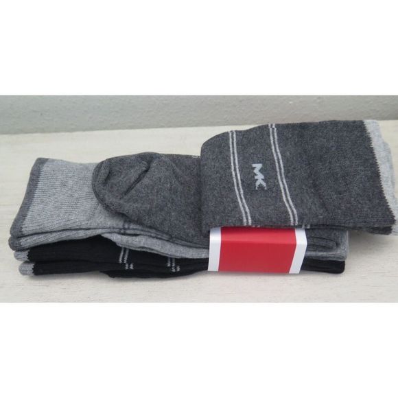 Michael Kors Performance 3 Pair Men's 7-12 Charcoal/Gray/Black Casual Crew Socks - Picture 4 of 7